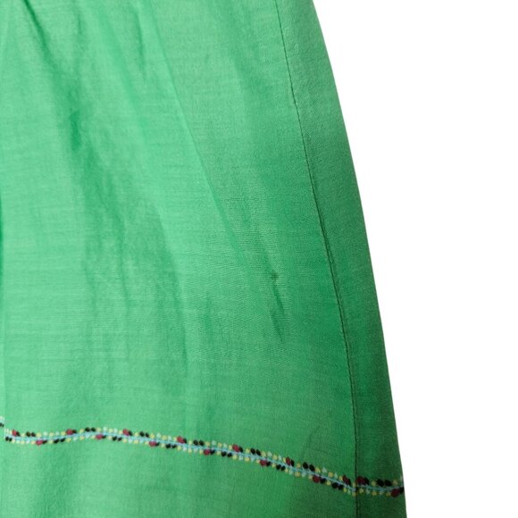 Harolds Green Floral Embroidered Cotton Skirt With Side Zipper Womens Size 4‎ - Picture 5 of 10